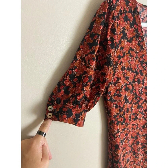 Free People Provence Black Floral Mini Dress Size Small Fall Vibes - Picture 6 of 13